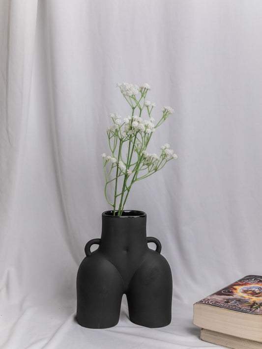 Bold and Beautiful Lady Vase Black