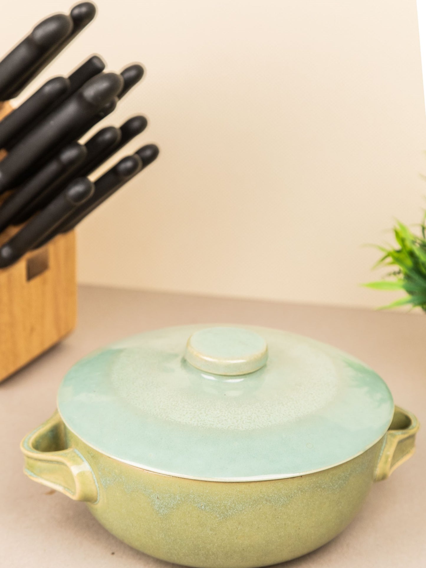 Gooseberry All purpose Bowl with lid and handle.