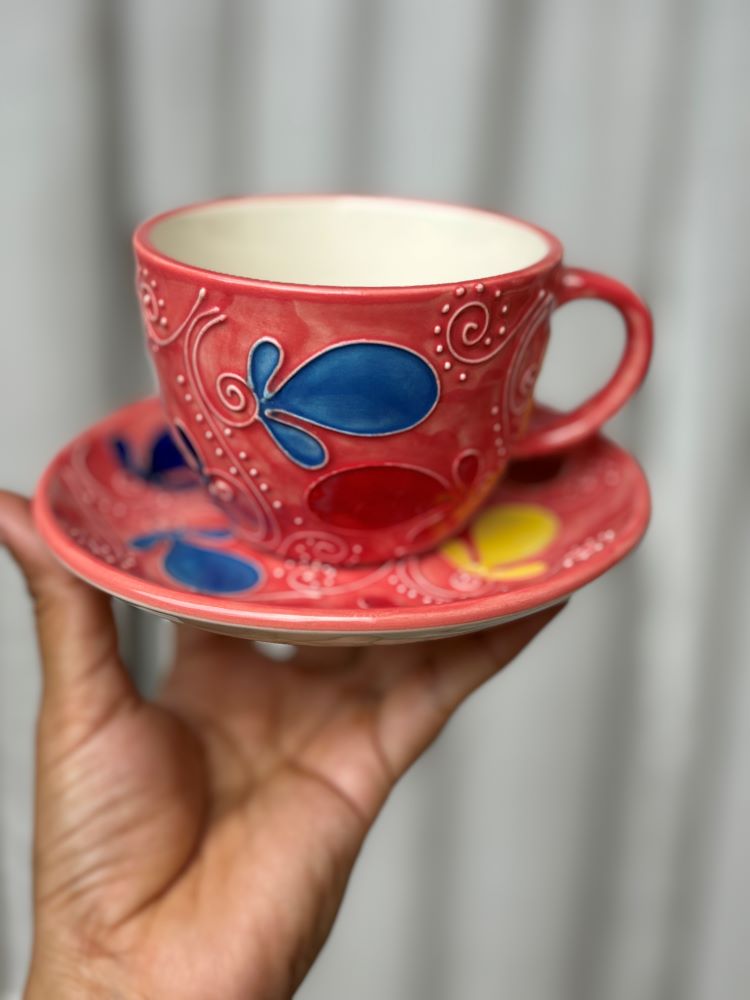 Whimsical Bloom Tea Set - Cone painting