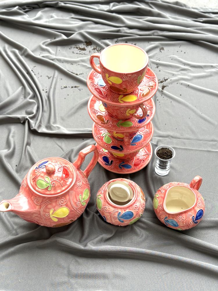 Whimsical Bloom Tea Set - Cone painting