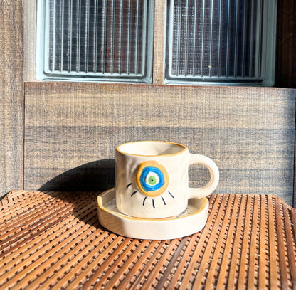 Evil Eye Cup and Saucer