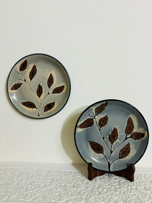 Wild leaf wall hanging plate set of 2