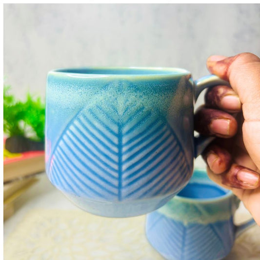 Leaf Design Ceramic Coffee Mug